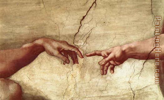 Creation of Adam hand painting - Michelangelo Buonarroti Creation of Adam hand art painting